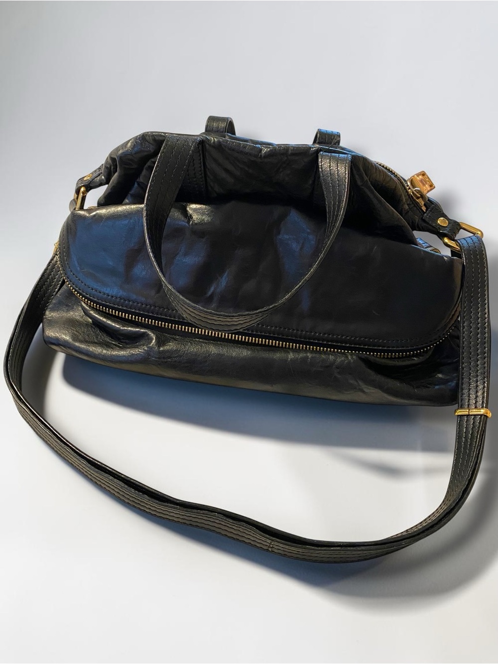 Authentic Vintage FENDI Black Leather Baguette Zip It Zipper Baguette Bag!